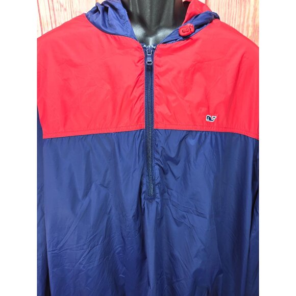 Vineyard Vines Mens XXL Red & Blue Hooded Windbreaker Jacket - Picture 2 of 9